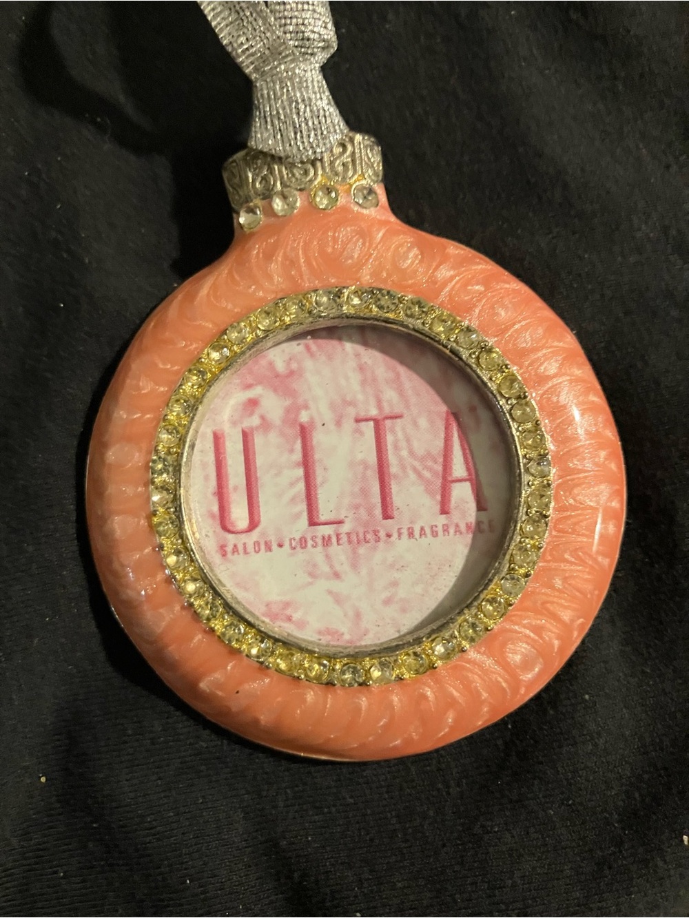Ulta Beauty Coral and Gold Rhinestone Round Ornament Frame